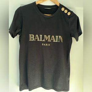 Balmain logo classic t- shirt black and gold size S